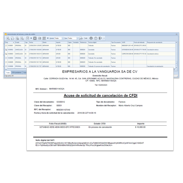 Aspel CAJA novedades en Consulta el estatus de cancelación